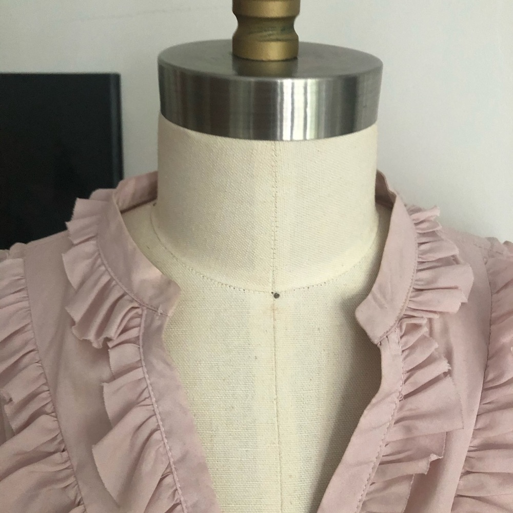 Dusty pink Zara tuxedo shirt. - Picture 4 of 6